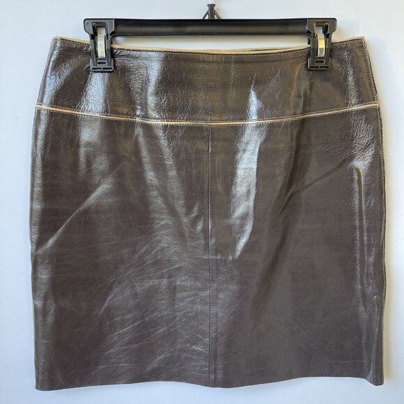For Joseph Womens Leather Pencil Skirt Sz S Brown Pre-owned 27 - Picture 9 of 10